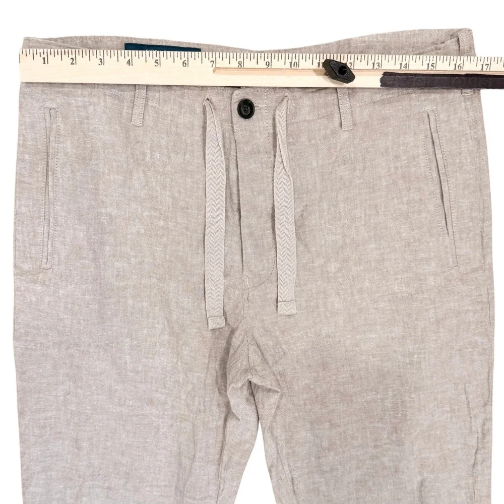 Perry Ellis Linen Blend Pants Mens 32x32 Beige Drawstring Casual Trousers